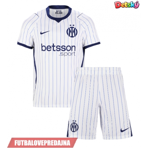 Lacne Dětský Futbalové dres Inter Milan Curtis Jones #21 2026-27 Krátky Rukáv - Preč (+ trenírky)